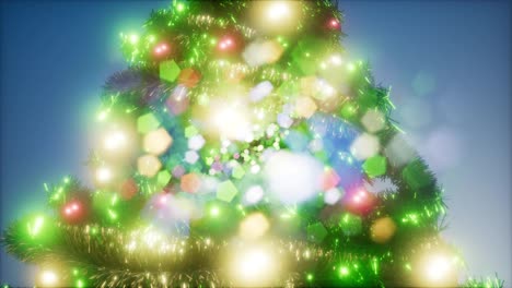 Fröhliche-Studioaufnahme-Eines-Weihnachtsbaums-Mit-Bunten-Lichtern